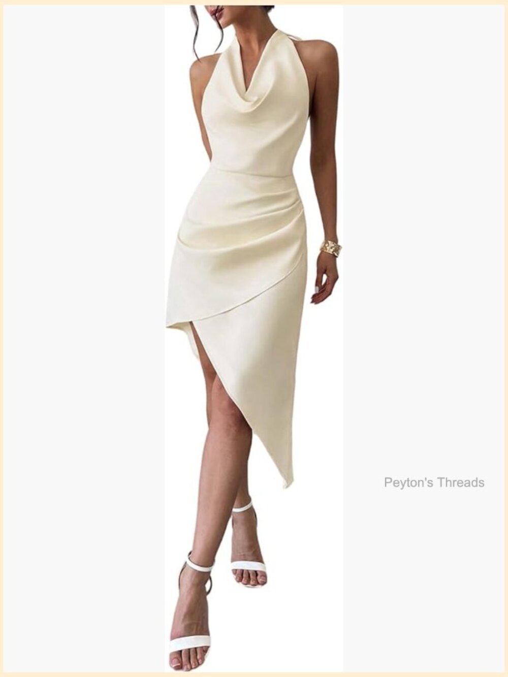 Sleeveless Cowl Neck Midi Dress with Asymmetrical Hem
